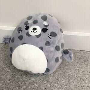 KellyToys Squishmallow Isis The Grey Spotted Seal Soft Plush Toy Animal